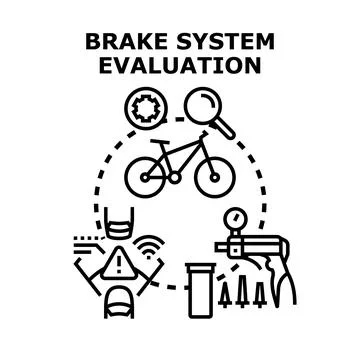 Bicycle brake system evaluation and maintenance process Stock Illustration