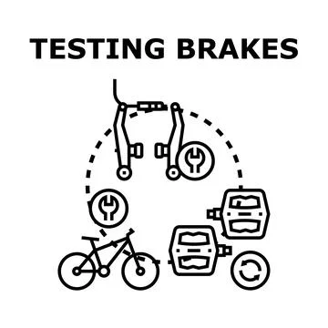 Bicycle brakes testing and maintenance service concept Stock Illustration