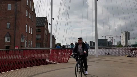 Bicycle bridge, Cirkelbroen Stock Footage 230734809