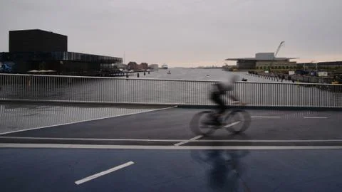 Bicycle on a bridge Stock Photos