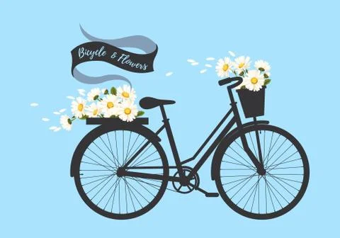 Bicycle with camomile Stock Illustration