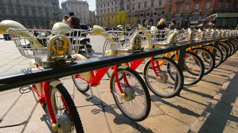 Bicycle on the Cathedral square of Milan Stock Footage 61842965