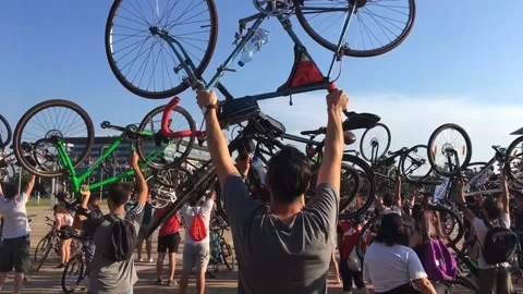 Bicycle celebration Stock Footage 135665340