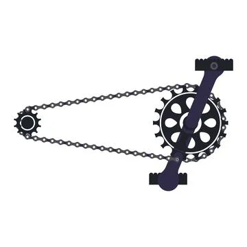 Bicycle chain drive in flat design. Mountain bike gear with crankset. Vector  Stock Illustration
