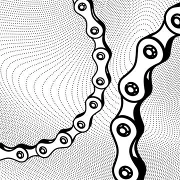 Bicycle chain in the form of a circle. 3D design Stock Illustration