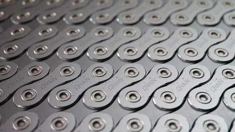 Bicycle chain laid down in endless pattern. Stock Footage 89581643