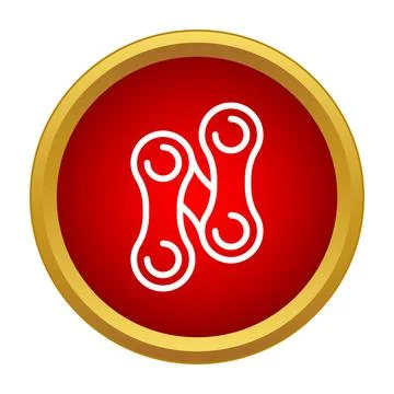 Bicycle chain link icon in red button Stockillustratie