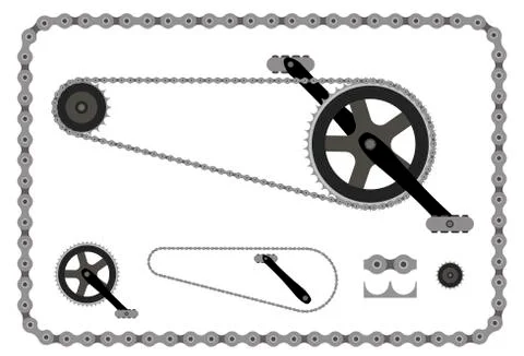 Bicycle chain part vector illustration on white background Stock Illustration