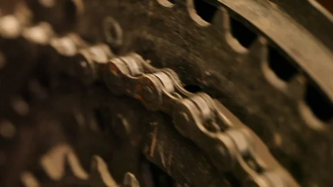 Bicycle Chain Spinning Close Up Stock Footage 91547395