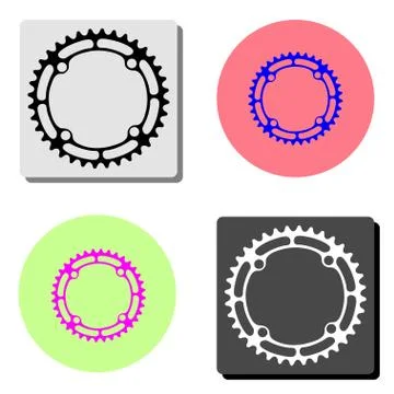 Bicycle chainring. Gear. flat vector icon Stock Illustration