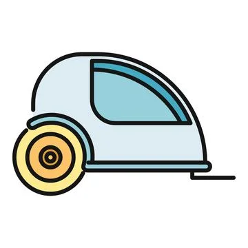 Bicycle child passenger trailer flat line icon Stock-Illustration