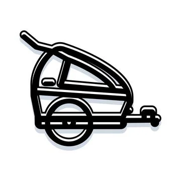 Bicycle child trailer pulling cart outline icon Stock Illustration