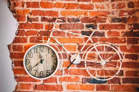 Bicycle clock on the wall Stock Photos