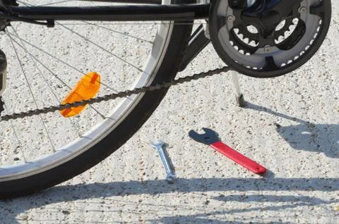 Bicycle Closeup with Tools Stock Photos