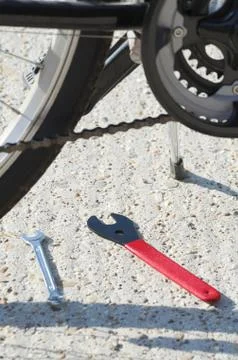 Bicycle Closeup with Tools Stock Photos