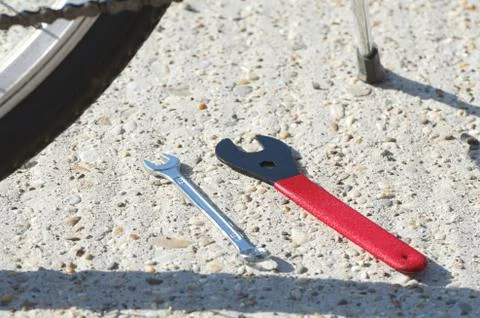 Bicycle Closeup with Tools Stock Photos