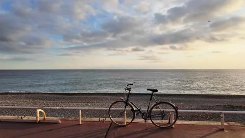 Bicycle on the coast of Nice. Stock Footage 300103728