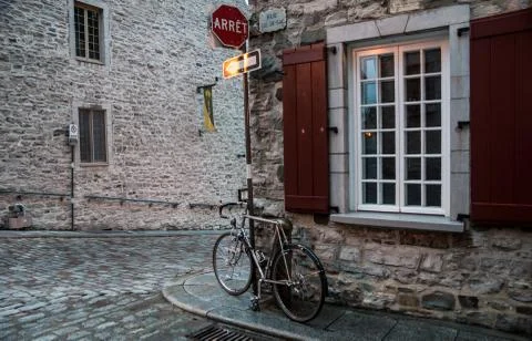 Bicycle on Cobblestones Stock Photos
