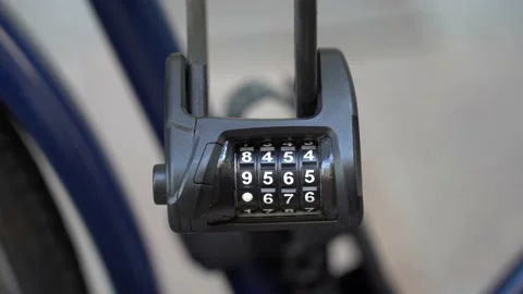 Bicycle code lock with security numbers - combination of numbers for opening and Stock Footage 163982090