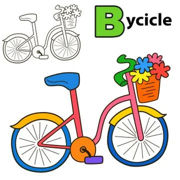 Bicycle. Coloring book page Stock Illustration