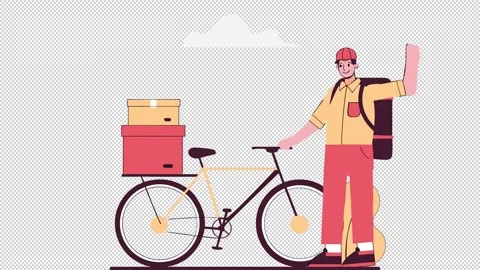 Bicycle Courier with Packages Stock Footage 322598274