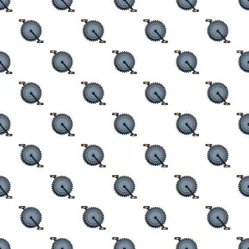 Bicycle crankset chainring pattern repeating on white background Illustrazione stock