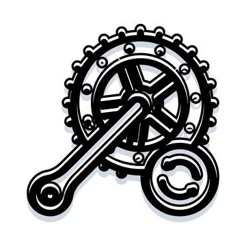 Bicycle crankset with circular arrows loop icon Illustrazione stock