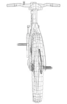 Bicycle. Created illustration of 3d. Wire-frame style. The layers of visible and Stock Illustration
