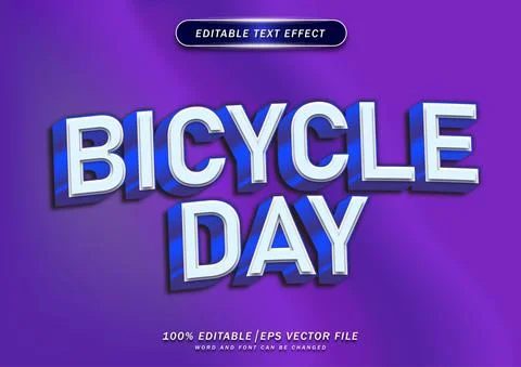 Bicycle day text editable effect Stock Illustration