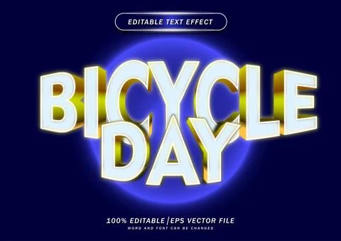Bicycle day text editable effect Stock Illustration