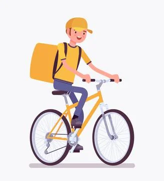 Bicycle delivery boy Stock Illustration