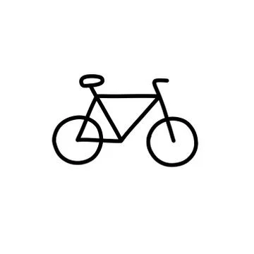 Bicycle doodle icon, vector black line illustration Stock Illustration