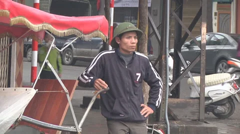 Bicycle driver in Ho Chi Minh City, North Vietnam Stock Footage 53053496