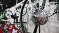 Bicycle electric wheel in bicycle shop HD Footage