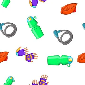 Bicycle elements pattern, cartoon style Stock Illustration