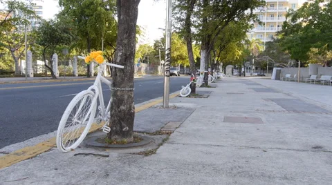 A bicycle for every killed cyclist-3 Stock Footage 49696044