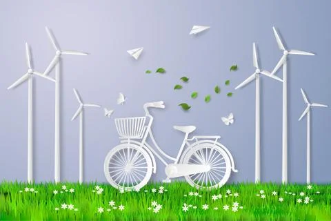 Bicycle in the field. Stock Illustration