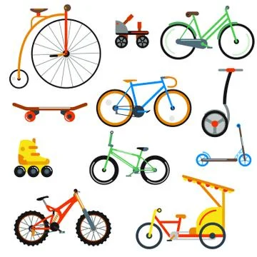 Bicycle flat style isolated on white background vector illustration Stock Illustration