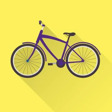 Bicycle in flat style with long shadow. Vector illustration. Stock Illustration
