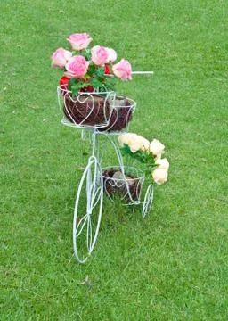 Bicycle with  flower. Stock Photos