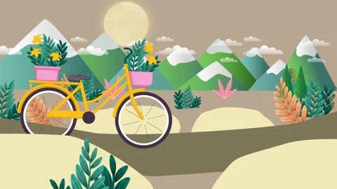Bicycle with flowers  Stock Footage 246724349