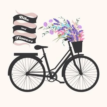 Bicycle with flowers Stock Illustration