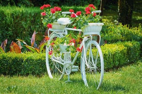 Bicycle with Flowers Stock Photos