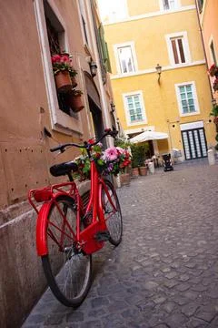 Bicycle with flowers Stock Photos