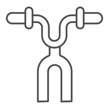 Bicycle fork and handlebar thin line icon, bicycle parts concept, bike wheel Stock Illustration