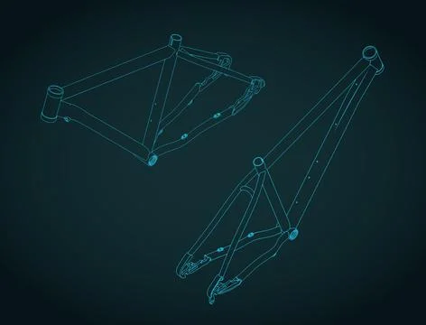 Bicycle frame isometric blueprints Stock Illustration