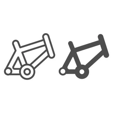 Bicycle frame line and solid icon, bicycle parts and accessories concept, bike Stock Illustration