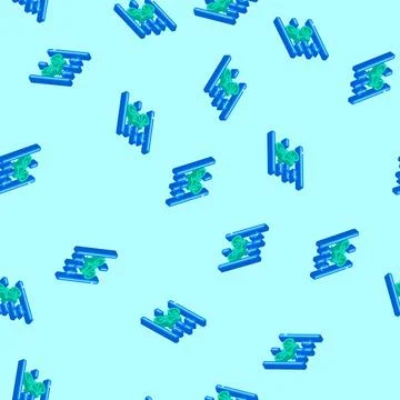 Bicycle friendly infrastructure green isometric icon seamless pattern Stock Illustration