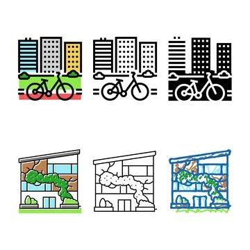 Bicycle friendly infrastructure green mix color icon vector Ilustración de archivo