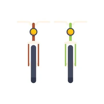 Bicycle front view showing handlebars and front wheel Illustration